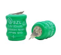 2 Pack 3/V80H 3.6V 80mAh Ni-MH Battery for Varta 3/V80H 55608303012 PLC CNC Chip Data Power Supply Nickel Metal Hydride Battery 2 Pins