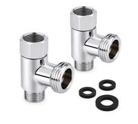 2 Pack 3-Way Tee Adapter, 3/8" Compression x 3/8" Compression x G1/2 Male BSPP, Brass Add-A-Tee Valve, Chrome Angle Stop Water Line Connector for Bidet, Faucet, Dishwasher, Not NPT
