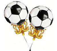2 Pack 30 Inch World Cup Trophy Foil Balloons, Soccer Balloon Set with Gold Base for Ronaldo Messi Birthday Party Decorations, Real Madrid Barcelona Theme