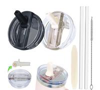 2 Pack 30 OZ Lid Updated Version Leakproof Detachable Compatible with Stanley Cup 30 OZ with Straw and Lid Reusable Straw Cover Fit for Stanley Accessories Flip Straw (Black + Cream)