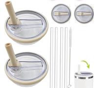 2 Pack 30 oz Tumbler Flip Straw Lid Replacement fit for Stanley Quencher H2.0 0.89L,Not Fit to iceflow 0.89L,Reusable Tumbler Cover with 4 Straws and 1 Cleaning Brush