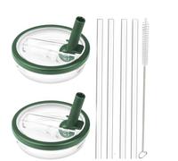 2 Pack 30 oz Tumbler Flip Straw Lid Replacement fit for Stanley Quencher H2.0 0.89L,Not Fit to iceflow 0.89L,Reusable Tumbler Cover with 4 Straws and 1 Cleaning Brush