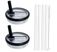 2 Pack 30 oz Tumbler Flip Straw Lid Replacement fit for Stanley Quencher H2.0 0.89L,Not Fit to iceflow 0.89L,Reusable Tumbler Cover with 4 Straws and 1 Cleaning Brush