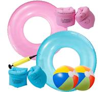2 Pack 30" Pool Swim Tubes Rings, Inflatable Pool Floats, Swim Tube Raft (Pink+Blue)