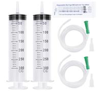 2-Pack 300ml Large Capacity Plastic Syringe with Tube - Individually Wrapped, Ideal for Pets & Labs, Plant Irrigation