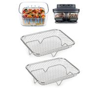 2-Pack 304 Stainless Steel Rack for Ninja Crispi DualZone Glass Air Fryer | Raised Mesh Crisper Racks, Roasting and Reheating, Reusable Crisper Rack for Ninja Crispi DualZone 6-in-1 Glass Air Fryer