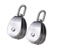 2 Pack 304 Stainless Steel Wire Rope Pulley Block Heavy Duty 500Kg Capacity Suitable for Lifting and Rigging Marine Use Smooth Rolling Double Pulley Block