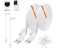 2 Pack 30ft Power Extension Cable Compatible with Wyze Cam v4,Wyze Cam Pan v3,Wyze OG,Wyze Cam v3 and v3 Pro Security Camera - 9m Long Flat USB to Micro USB Charging Cord with L-Shaped Adapter, White