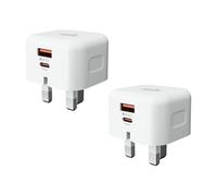 2-Pack 30W Dual-Port Multi USB Charger Plug UK USB C Plug Fast Charger PD Power Adapter + QC Wall Plug Multiport Mains Type C Charging Plug for iPhone 16 15 14 13 12 11 Pro Max XS XR 8, Samsung