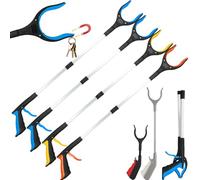 2-Pack 32" Grabber Reacher Tool,Foldable Reacher Grabber Pickup Tool with 360° Rotating Jaw & Magnet,Trash Picker Upper Grabber,Lightweight & Durable Design Suitable (Blue*2+Yellow+Orange)