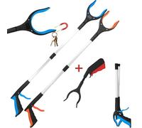 2-Pack 32" Grabber Reacher Tool,Foldable Reacher Grabber Pickup Tool with 360° Rotating Jaw & Magnet,Trash Picker Upper Grabber,Lightweight & Durable Design Suitable (Blue+Orange)