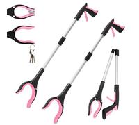 2-Pack 32"Grabber Reacher Tool,Foldable Reacher Grabber Pickup Tool with 360°Rotating Jaw & Magnetic Tip,GarbageTrash Picker Upper Grabber,Lightweight Grabbers (Pink)