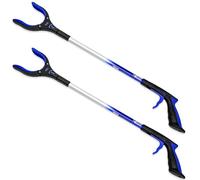 2-Pack 32 Inch Extra Long Grabber Reacher with Rotating Jaw - Mobility Aid Reaching Assist Tool (Blue)