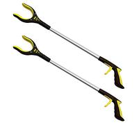2-Pack 32 Inch Extra Long Grabber Reacher with Rotating Jaw - Mobility Aid Reaching Assist Tool (Yellow)