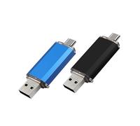 2-Pack 32GB USB C Flash Drive Dual Flash Drive Type C + USB A Memory Stick Jump Drive 2-in-1 Thumb Drive For Storage and Backup (32GB*2 Black&Blue)