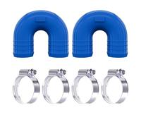 2 Pack 32mm 180 Degree U Bend Hose Joiner + 4 Worm Drive Clips Blue | 3D printed ABS, made in the UK | Zinc plated steel clamps included | Ribbed barbs for a secure grip | -20°C to +105°C