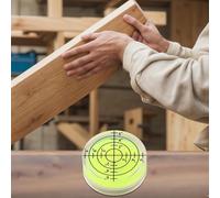 2-Pack 32mm Acrylic Bubble Level for Leveling - 1.26" x 0.47" Round Circular Measuring Tool with Fluorescent Yellow-Green V