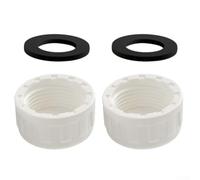 2 Pack 32mm Sink Trap Blanking Cap with Washer, .25 Inch PVC Waste Pipe for Kitchen Sink, Washing Machine Outlet Seal, White Threaded End Cap(32mm)