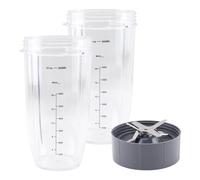 2 Pack 32oz Jumbo Cup and Juicer Blade for 600W 900W Blender NB-101B NB-101S NB-201
