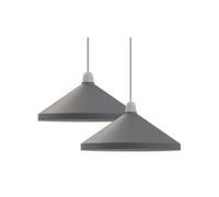 2 Pack 33.5Cm Grey Metal Cone Easy Fit Pendant Lamp Shades