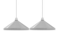 2 Pack 33.5Cm White Metal Cone Easy Fit Pendant Lamp Shades