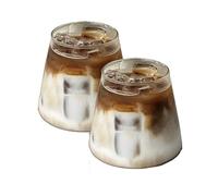 2 Pack 350ML Japanese Fuji Mountain Glasses, Drinking Tumblers Glass Cups Cute Wave Shaped Vintage Modern Glassware, Water, Soda, Juice, Beer, Coffee (Style 6 (350ml))