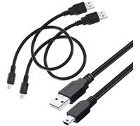 2 Pack 35cm USB 2.0 A to Mini 5 pin B Cable for External HDDS/Camera/Card Readers,Black