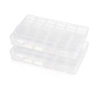 2 Pack 36 Grids Organiser Storage Box, Plastic Clear Stackable Container, Fishing Tackle Box, Craft Storage Boxes with Adjustable Dividers for Beads, Art DIY, Crafts, Jewelry, Screws, Embroidery