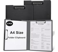 2 Pack 360° Rotating Clipboard with Double Clips - A3/A4 Paper Holder, Non-Slip Writing Board for Office & School (Black, 1)