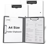 2 Pack 360° Rotating Clipboard with Double Clips - A3/A4 Paper Holder, Non-Slip Writing Board for Office & School (White, 1)