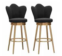 2 Pack - 360° Rotating Velvet Bar Stools with High Back Adjustable Height Pub Chairs for Reception Counter Comfortable Bar Seating (Blue Seat Height 65 cm)