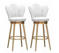 2 Pack - 360° Swivel Bar Stools with High Back Velvet Counter Height Chairs for Reception Desk Adjustable Seat Height 65 cm Modern Black Design
