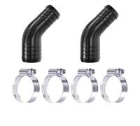 2 Pack 38mm to 28mm 45 Degree Reducer Elbow + 4 Worm Drive Clips Black | ABS, made in the UK | Zinc plated steel clamps included | Ribbed grip on both ends | -20°C to +105°C | 2mm wall