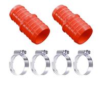2 Pack 38mm to 28mm Straight Hose Reducer + 4 Worm Drive Clips Red | ABS, made in the UK | Zinc plated steel clamps included | 75mm long, ribbed grip both ends | -20°C to +105°C | 2mm wall