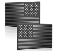 2 Pack 3D American Flag Sticker, 4mm Thickness Acrylic Cut-Out Car Military Patriotic Emblem, Matte Black Bumper Stickers Decal for Car Truck SUV (3D Black)