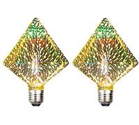2 Pack 3D Firework Bulb Firework Light Bulb E27 AC 85-220V 4W Retro Edison Bulb Starry Light Bulb for Party Home Christmas (Diamond 1)