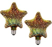 2 Pack 3D Firework Bulb, LED Bulb E27 AC 85-220V 4W G95 Retro Edison Starry Light Bulb for Holiday Christmas Decoration (Star)