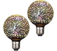 2 Pack 3D Firework Bulb, LED Bulb E27 AC 85-220V 4W G95 Retro Edison Starry Light Bulb for Holiday Christmas Decoration (G95)