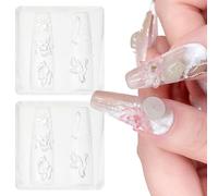 2 Pack 3D Lotus Flower Nail Design Nail Art Silicone Molds, Flowers Carving Template, Nail Tools, Classic Floral Lotus Leaf Nail Decor, Nail Accessories