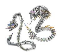 2-Pack 3D Metal Snake Model Kit, 500PCS Spiky Snake Model + 1000PCS Viper Cobra Snake Assembly Set with LED Eyes & Spring Joints, Creative Desk Decorations for Office & Home