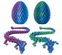 2 Pack 3D Printed Dragon Eggs with Dragon Inside, Prefilled Easter Egg Fillers Articulated Fidget Dragon 3D Printed Animals Set for Easter Home Office Decoration & Adults Kids Gift (Purple,Green)