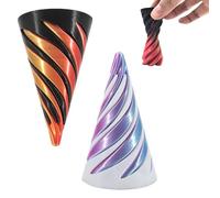 2 pack 3D printed spiral cone decompression toy, visual illusion decompression table pet, mini pyramid desktop decoration (red purple)