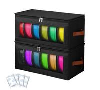 2 Pack 3D Printer Filament Storage Box-Filament Box with Desiccant, Holds Up to 12 Rolls 1kg Spools, Moisture and Dustproof, Foldable 3D Printing Filaments Sealing Storage for Home, Office,Workshop