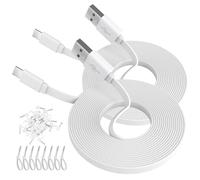 2 Pack 3M/10Ft Flat Power Extension Cable for USB-C Enabled Home Security Cameras or Other Devices(Phone,Switch Pro Controller,etc), USB A to Type C Extension Charging and Data Sync Cord