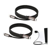 2 Pack 3M USB C to C Cable, 480Mbps,240W PD3.1 Fast Charging Cord, 4K@60Hz Video Output with E-Marker, Compatible with Thunderbolt 3/4 for iPhone MacBook Samsung Galaxy Switch (Gun Colour