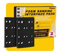 2 Pack 3x5 Inch Soft Foam Sanding Interface Pads for Contour & Edge Sanding, 80x133 mm Hook and Loop Backing Pad, Sponge Cushion Compatible with Festool RTS 400, RTSC 400 & Mirka DEOS 353 Sander