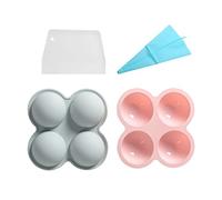 2 Pack 4-Cavity Chocolate Bomb Mold, Extra Large 3 Inch Silicone Hot Cocoa Bombs Molds,Circle Mold with Pastry Bag and Scraper for Making Dome Mousse, Semi Sphere Round Ball