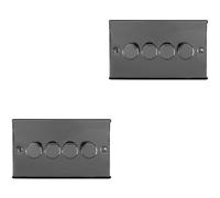 2 PACK 4 Gang 400W LED 2 Way Rotary Dimmer Switch BLACK NICKEL Dimming Light
