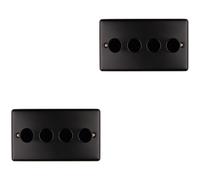 2 PACK 4 Gang 400W LED 2 Way Rotary Dimmer Switch MATT BLACK Dimming Light
