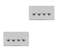 2 PACK 4 Gang Dimmer Switch 2 Way LED SCREWLESS POLISHED CHROME Light Dimming